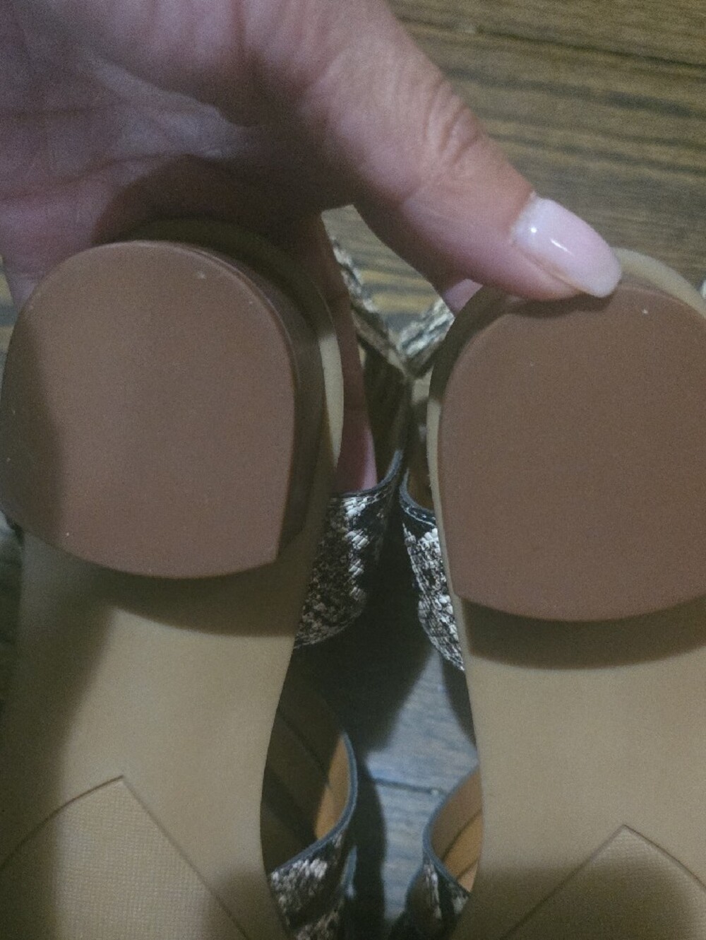 NEW NEVER WORN Franco Sarto Snake-Print Strappy Samdals in Brown and Cream - Picture 6 of 11